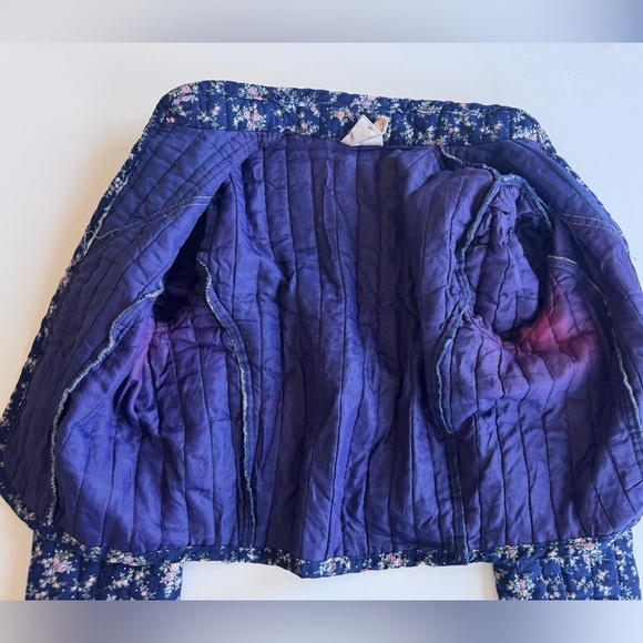 Vintage 70s Gunne Sax Prairie Boho Blue Flower Lace Quilted Jacket - Picture 12 of 12